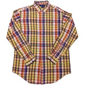 POLO RALPH LAUREN Long Sleeve Button Shirt Yellow Blue Madras Medium M